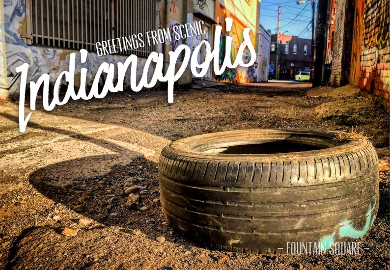 FOX59's tweet photo. Indianapolis photographer Tj Maxfield had no idea these ironic postcards would end up doing some good for the city! 

@kibiorg saw about them and sprang into action, adding cleanups in some of the littered areas. https://t.co/kJBE0CumwA https://t.co/gtbRB6Egw9