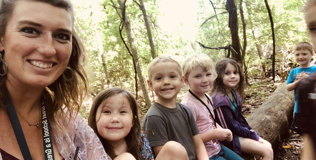 kinder_stem's tweet photo. Loving this weather, today we finally got to get out of the classroom and go explore the woods! #KinderStem #LOLA #Hawks #TomorrowReady https://t.co/HlH92S1oeB