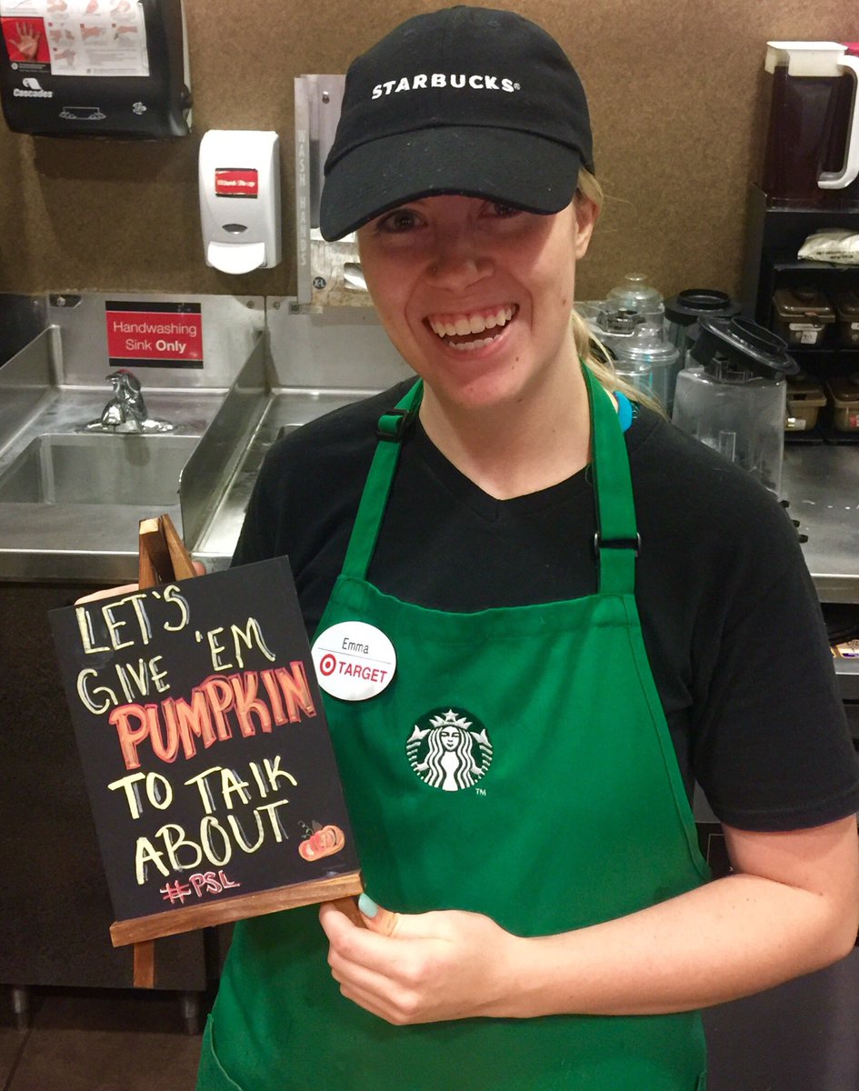 L_Bomb1's tweet photo. Emma at the Fork is excited about PSL!! 🎃☕️ @TiffMisk @shannonu30 https://t.co/ixekE2UiNM