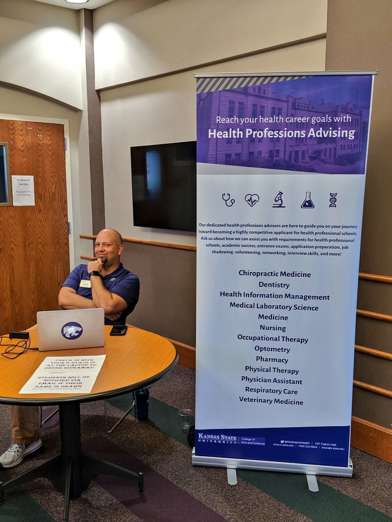 KStateArtSci's tweet photo. Stop by Calvin 301 between now and 4 p.m. to learn more about being a pre-health student at K-State! We have Willie, health advisors, Lafene, some great giveaways, and a raffle to win some awesome prizes. Oh, and lots of FREE FOOD!!!! https://t.co/utrplechZB