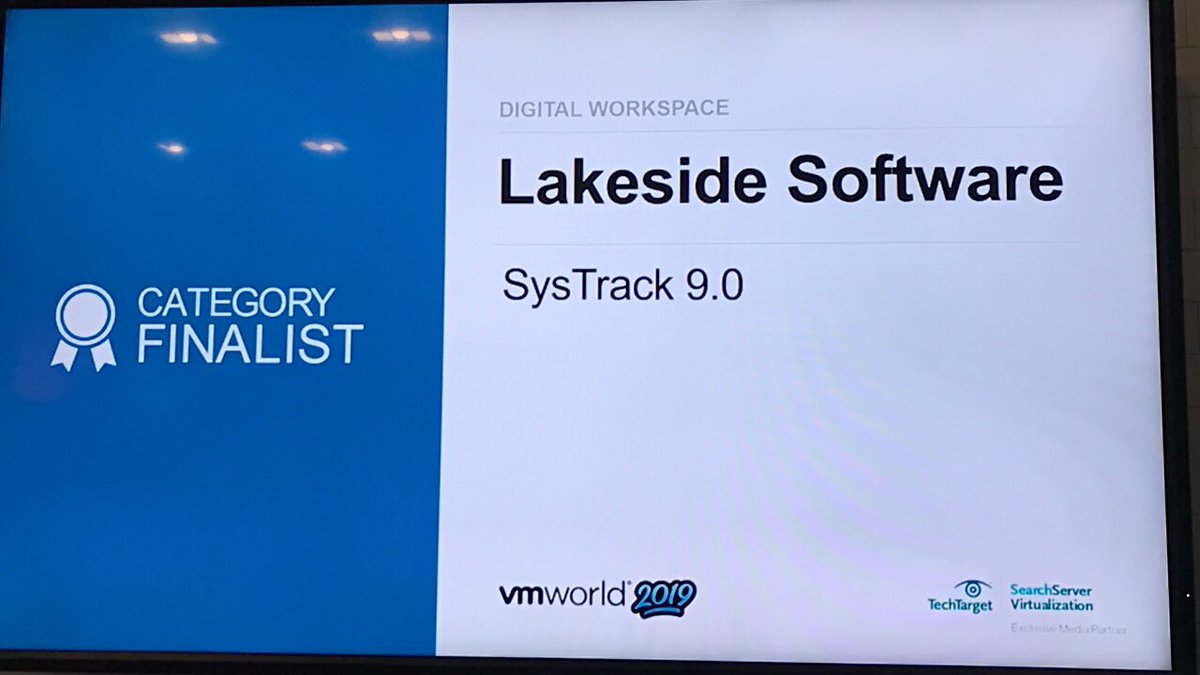 lakesidesoft's tweet photo. THIS JUST IN: We have been named a finalist for the Digital Workspace category at VMworld! Come learn about our award-winning technology: SysTrack 9.0 https://t.co/P67eEPE4Fd