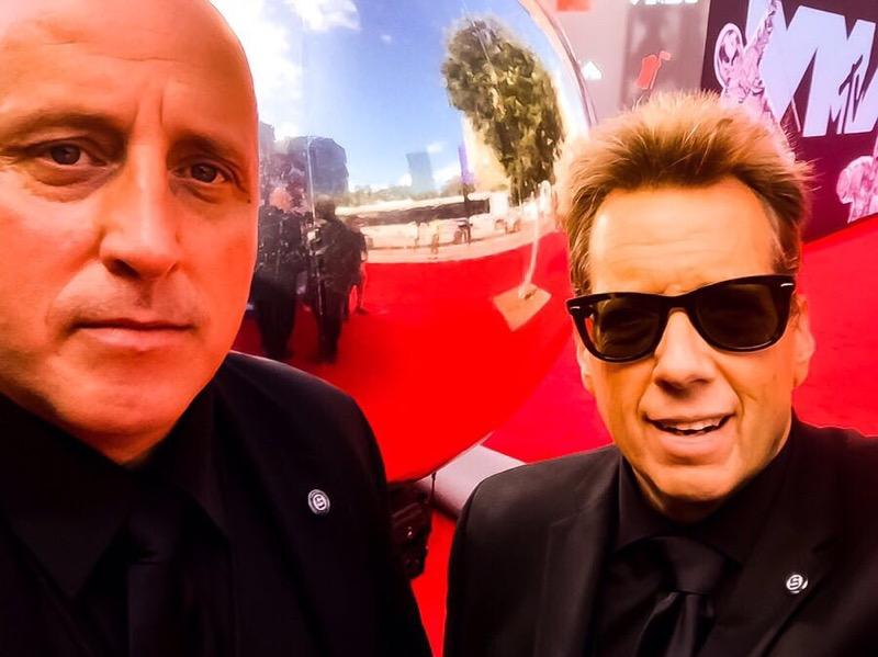 Kobner_M's tweet photo. The Secret Helpers made it to the Big Show. Joe and Mark on the Red Carpet of the VMA Awards.  Thank you MTV! https://t.co/kFycLUrRsw