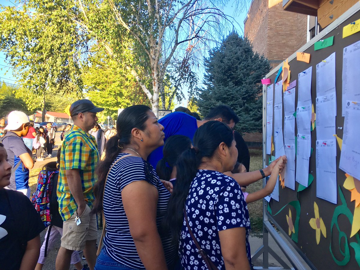 PPSConnect's tweet photo. Pacific Islander community leaders greeting students &amp; families at César Chávez. Thanks to Jason Trombley &amp; Mak Porotesano who are also Chávez alumni. #1districtPPS https://t.co/ux2FyXWVF5