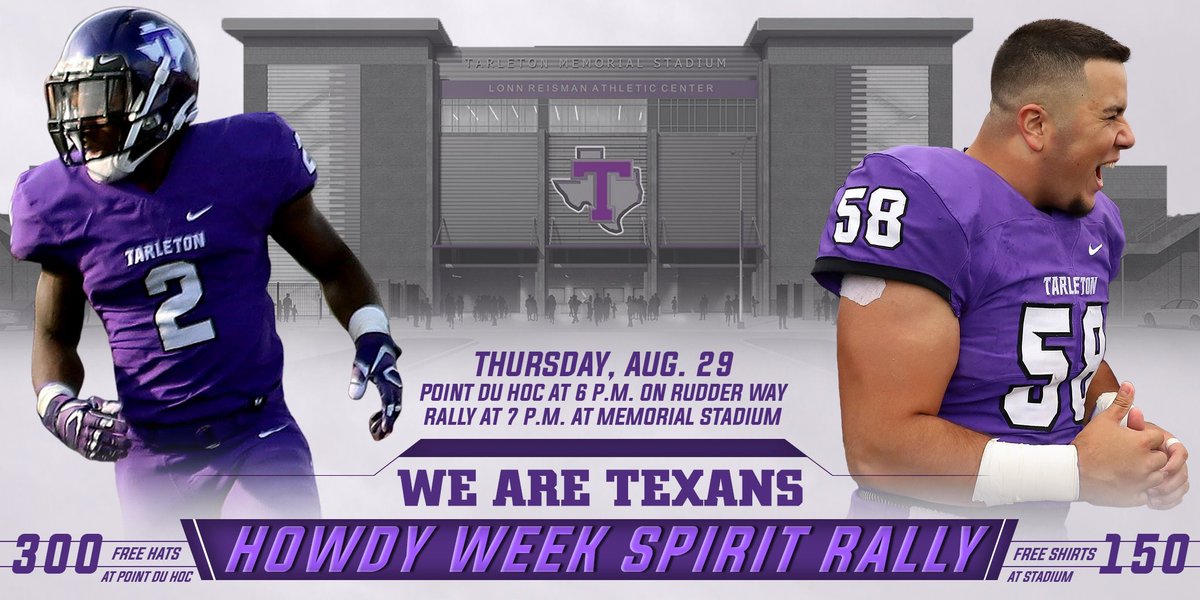 LathesTowns's tweet photo. @TarletonState University @ActivitiesTsu @Tarleton_SITSFR @TarletonSports Is Celebrating your return! Come join Us!! 300 Caps with our Tarton Design and 150 Howdy Week Shirts! 6PM #PointeDuHoc 7 PM #SpiritRally #TarletonHowdyWeek https://t.co/uRV4jZGNze