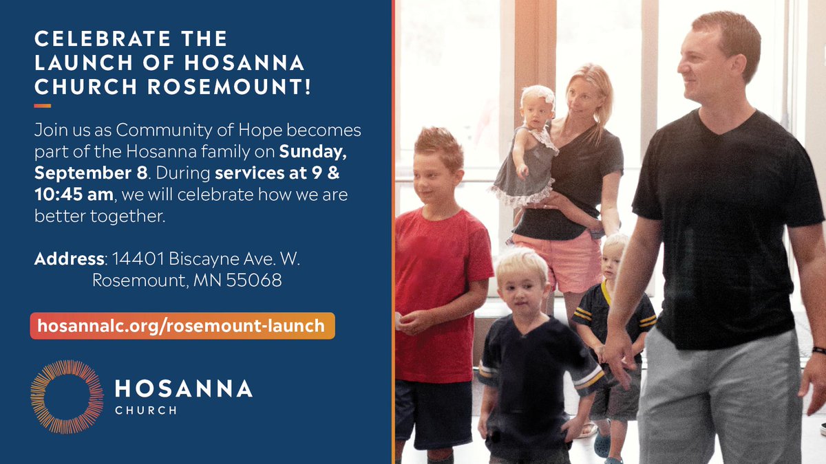 hosannamn's tweet photo. 🎉 Coming Soon: Hosanna Church Rosemount 🎉 https://t.co/LPUjCSsCSn