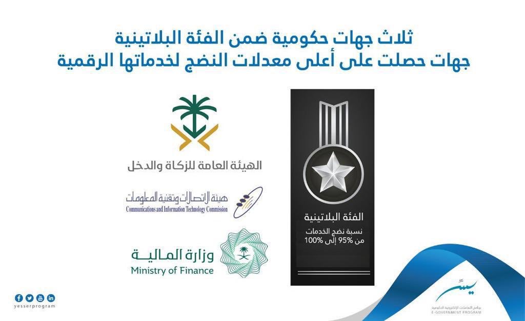 وزارة المالية السعودية Auf Twitter نفخر بوجود وزارة المالية ضمن قائمة أفضل 15 جهة حكومية في مؤشر نضج الخدمات الرقمية الحكومية للربع الثاني من عام 2019م وحصولها على أعلى تصنيف الفئة البلاتينية ضمن القطاع المالي