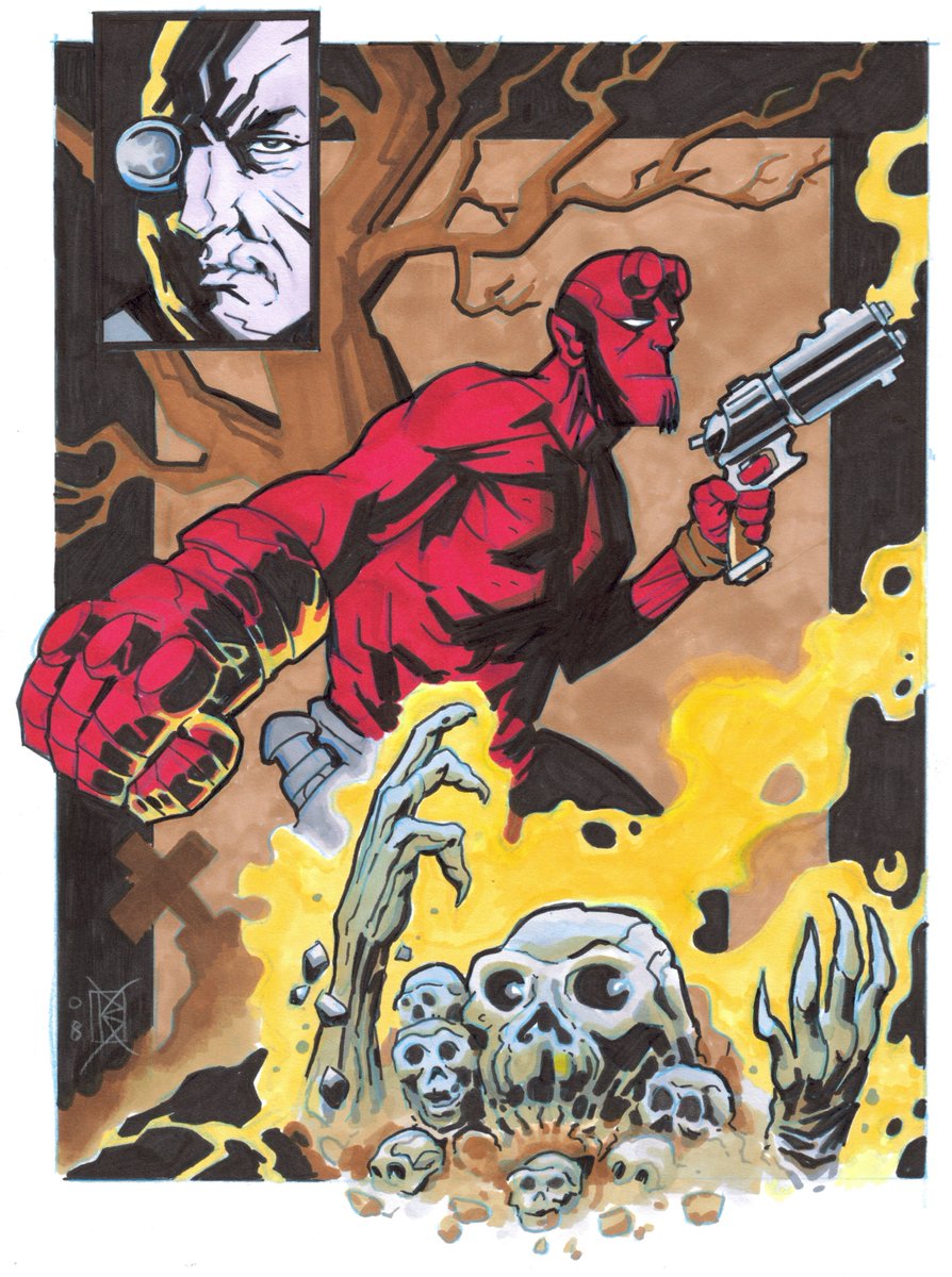 Mythvoyager's tweet photo. Hellboy #kbfanart #fanart #hellboy #comics #comicbooks #horror #horrorart #horrorartist #fantasy #fantasyart #fantasyartist #markers #art #artistsontwitter #artist #artists #draw #drawing #drawings @DarkHorseComics #artoftheday #picoftheday https://t.co/JsFxZ49bKO