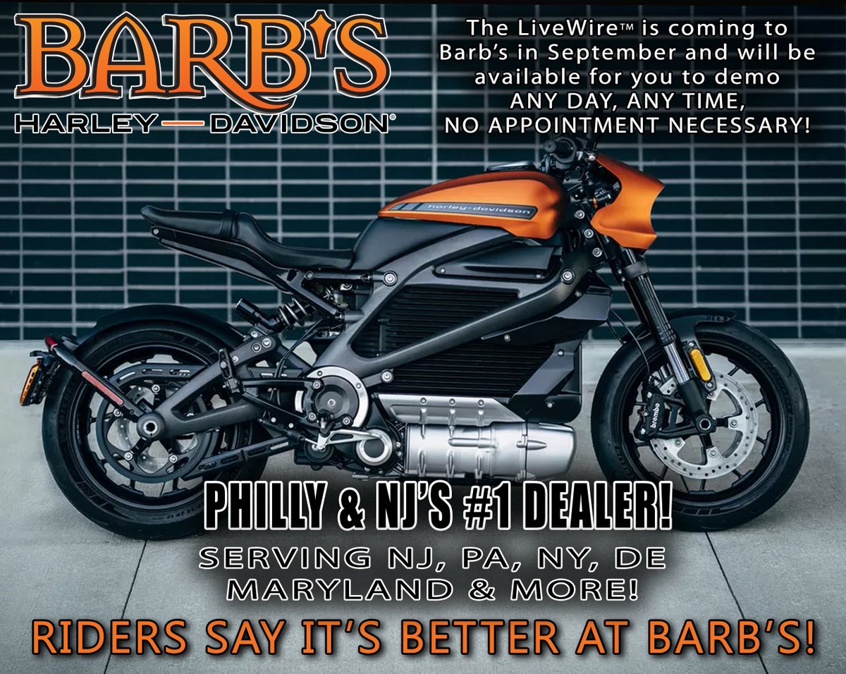 Barbs_HD's tweet image. Get Ready... LiveWire is coming to Barb’s in September! YOU will be able to demo any day, any time, no appointment necessary! #HarleyDavidson #LiveWire #ElectricMotorcycle #BarbsHD