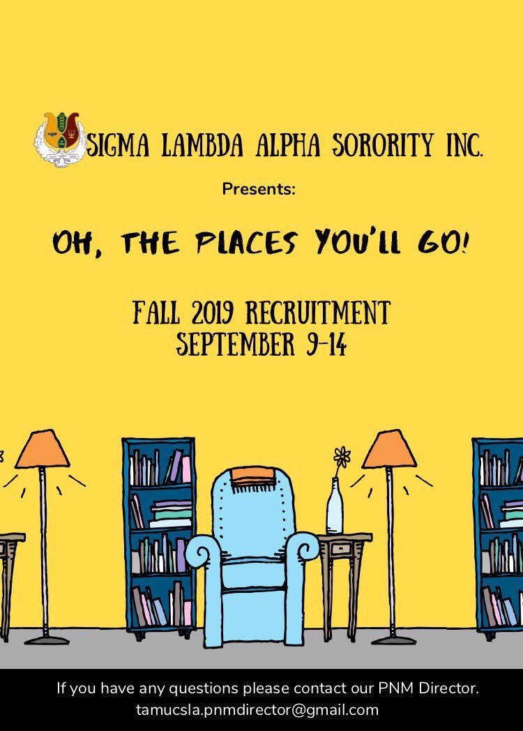 TAMUC_MGC's tweet photo. “Oh The Places You’ll Go!” with the lovely Señoritas of Sigma Lambda Alpha Sorority, Incorporated. Learn more about being a “Señorita Latina en Acción” starting September 9-13. 🦅🌹#TAMUC #tamuc23 #tamuc22 #GoSLA https://t.co/56NPObRmn2