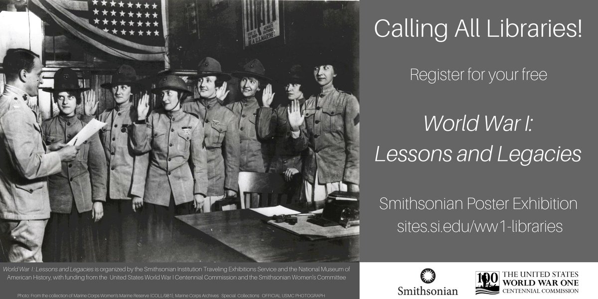 ALALibrary's tweet image. .@Smithsonian is offering a free poster exhibition to libraries, while supplies last. Request yours now! sites.si.edu/ww1-libraries #LibrariesTransform #ProgrammingLibrarian