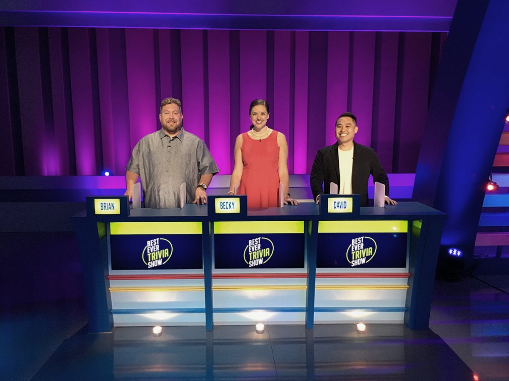 GameShowNetwork's tweet photo. Ready for more #trivia? Watch these contestants compete against trivia experts Jonathan Corbblah, @RajDhuwalia and @muffymarracco on #BestEverTrivia today 4p! https://t.co/OaHjJFpC84
