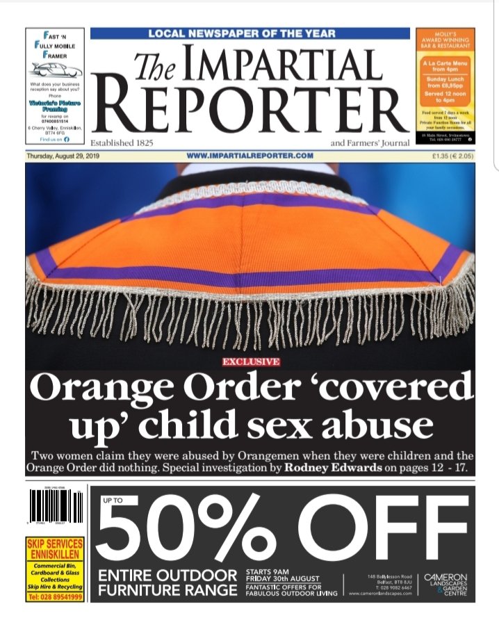 rodneyedwards's tweet photo. EXCLUSIVE: Orange Order ‘covered up’ child sex abuse. Two Fermanagh women claim they were abused by Orangemen when they were children and the Orange Order knew but did nothing. My special investigation in tomorrow's @impartialrep. https://t.co/KGIpwaAw2a