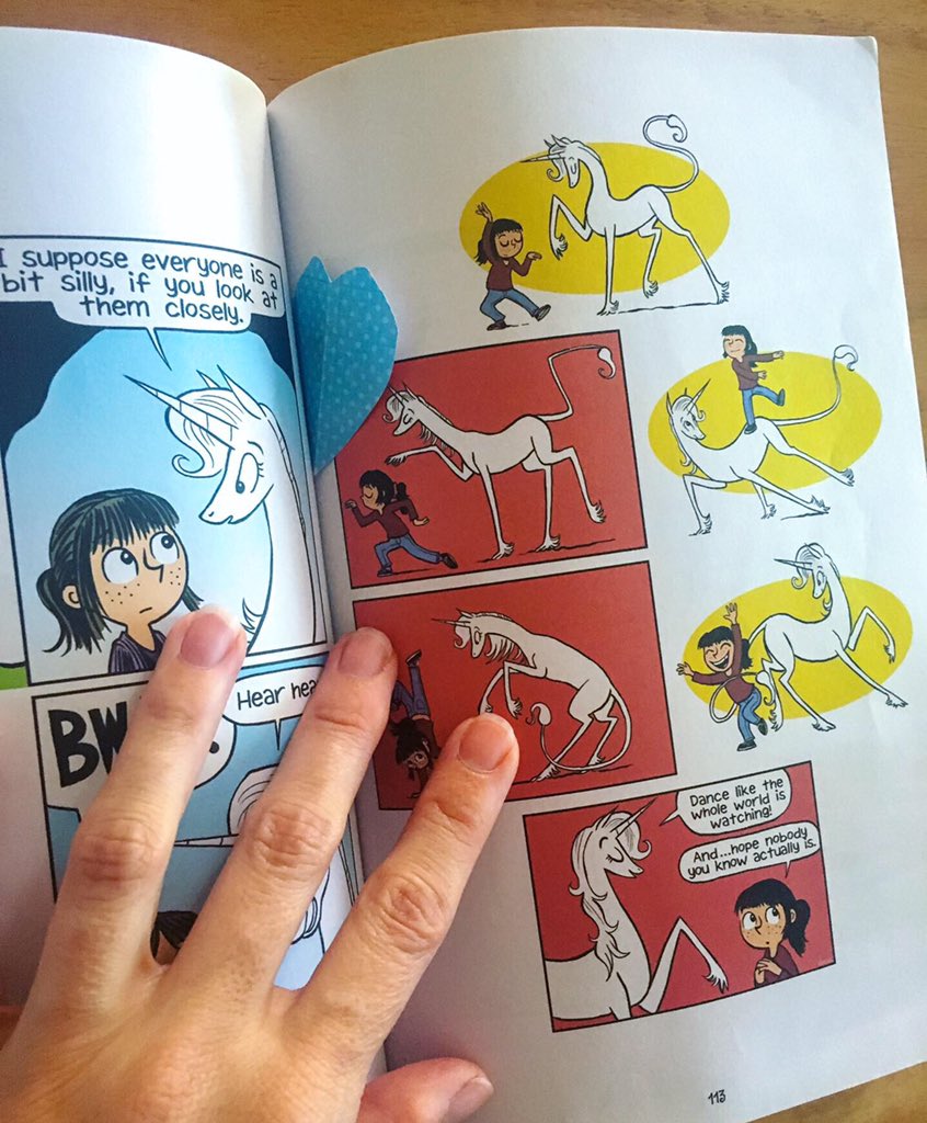 KathBatt's tweet image. Why do I love library books? Because sometimes, folded within the pages, you find a blue spotted love letter between besties. Emily and Ruby, I wish I knew you two. They gifted me a new bookmark.
❤️
#librariesforever #phoebeandherunicorn #graphicnovel @MizDanaClaire