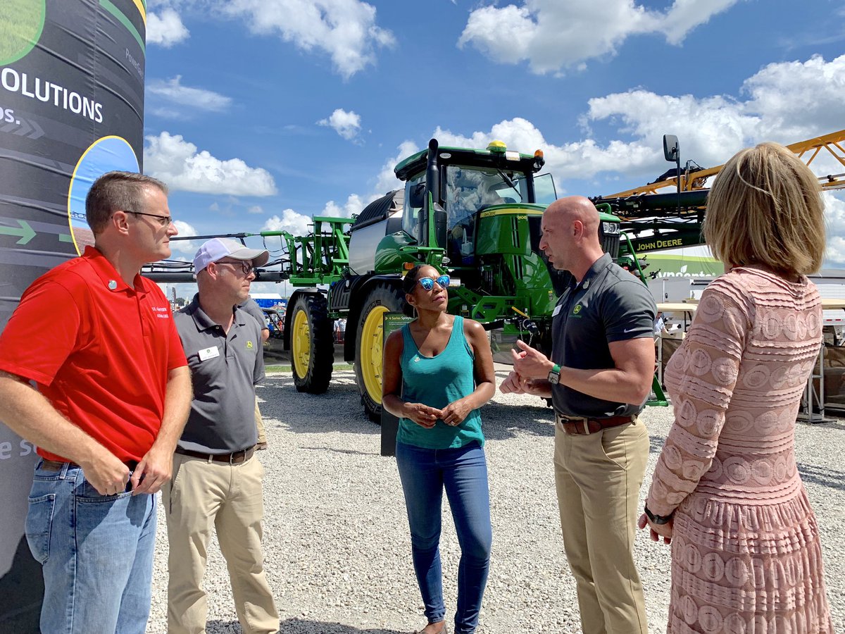 LtGovStratton's tweet photo. You know me so well! Of course I climbed up one of the @JohnDeere tractors while at #FPS19! 

It was great spending time with @IALtGov @LGSuzanneCrouch and @USDA Under Secretary for Farm Production &amp; Conservation @BNorthey learning about the future of farming in the Midwest! #ag https://t.co/XmSIJfMXNw