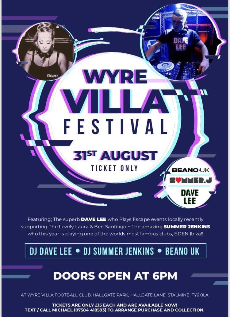 Tickets are still available for the Wyre Fest this Saturday, pay on the door available or message/call Michael on 07584 418593 to reserve tickets. £15