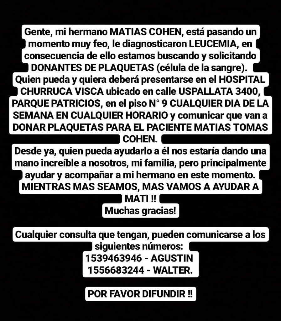 agustinncohen's tweet photo. POR FAVOR DIFUNDIR, ES MI HERMANO Y NECESITA DE TODOS!

MUCHAS GRACIAS ! https://t.co/XEo3O9JLXh