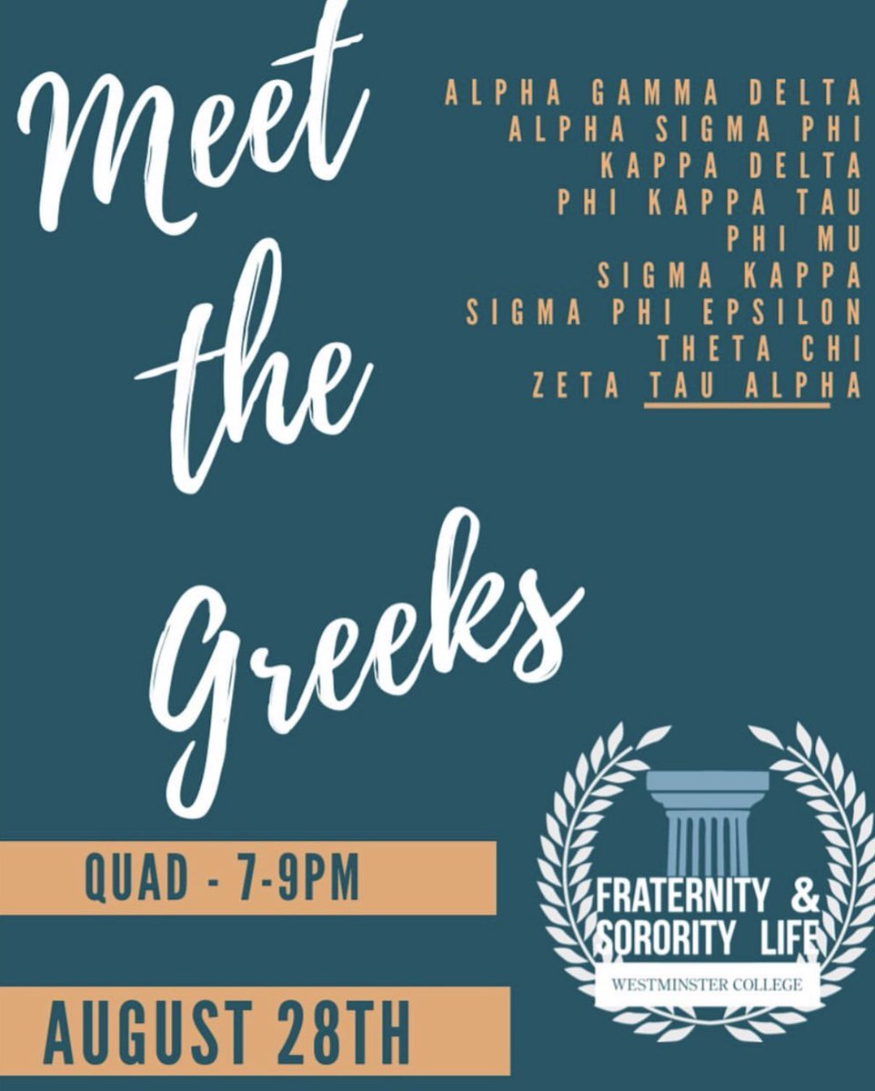 WC_Panhellenic's tweet photo. Meet the Greeks is tonight st the Activities Fair! We can’t wait to meet you all 🤩 https://t.co/Pg7JTXLSVZ