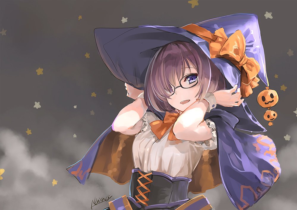 マシュ・キリエライト(Fate) 「仕事内容がハロウィン絵で、もうハロウィンかよ!ってなったので、いつぞや描いたハロ」|成瀬ちさとのイラスト