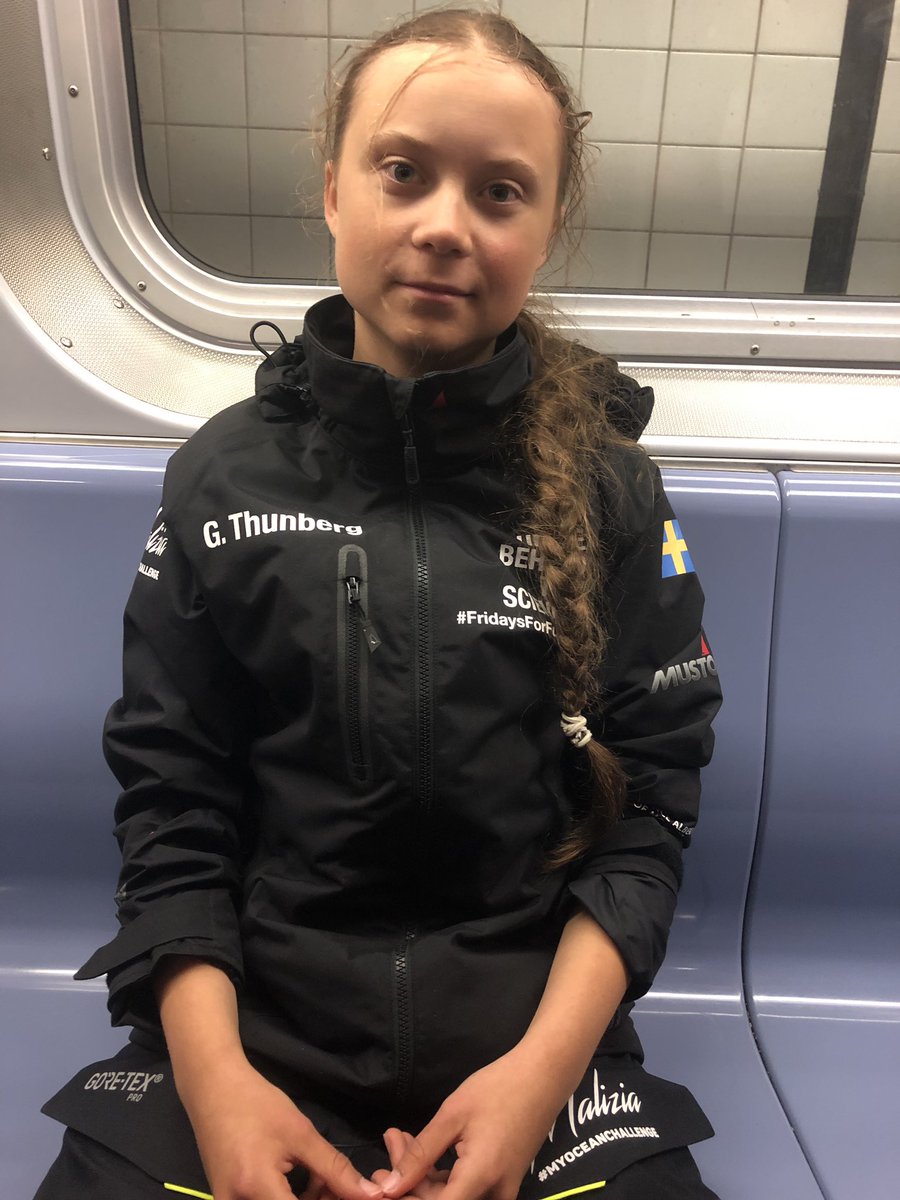 GretaThunberg's tweet image. Finally here. Thank you everyone who came to see me off in Plymouth, and everyone who welcomed me in New York! Now I’m going to rest for a few days, and on Friday I’m going to participate in the strike outside the UN.