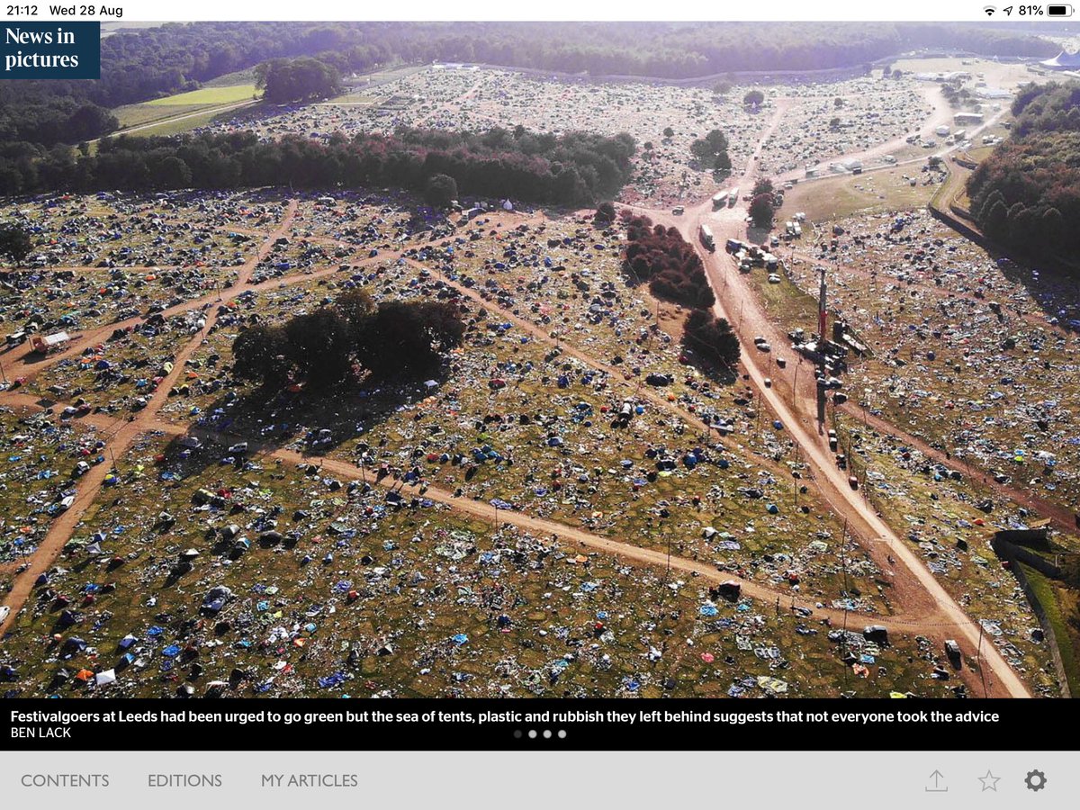 RocketRidings's tweet photo. Tragic picture in ⁦@thetimes⁩ today from superb ⁦@OfficialRandL⁩ #festival but #festivalgoers #haveawordwithyourselves #actionsspeaklouderthanwords #plasticfree @4oceanBracelets⁩ a lot of work here for your amazing bracelets #oceans #blueplanet #sustainable https://t.co/PnxajDADJN