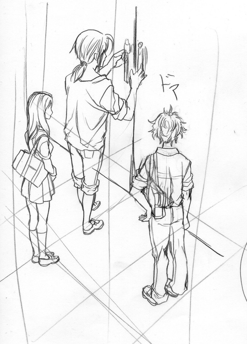 @masayasuf 先生に確認するのは、アイレベルと何点透視かと何を見せたいかですかね。
モブは絵柄が合えばペン入れまで合わなければ下書きかあたりまで。

デジタルはあまり素材を多用するのが好きじゃない先生のところに居たので、あんまり使い分けた事ないんですよね。最近は自分で素材作ることを覚えましたが。 