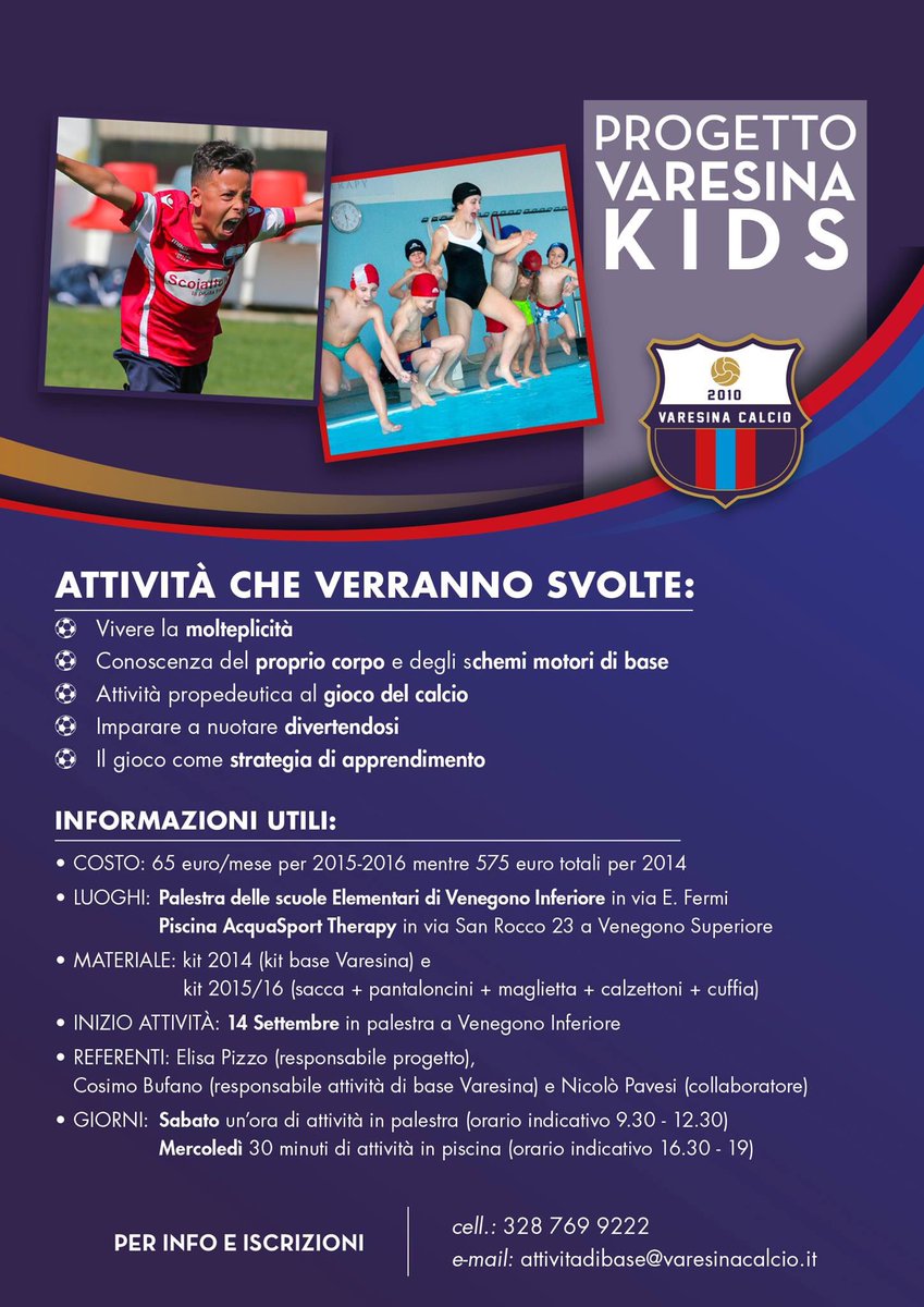VARESINA KIDS!! 

Ecco le date degli Open Day ❤️💙

Bambini venite a scoprire quanto è bello avvicinarsi al calcio con la Varesina. Tanti giochi, anche in piscina, sorrisi e divertimento assicurato! ⚽️🏊🏻‍♂️

#savethedate