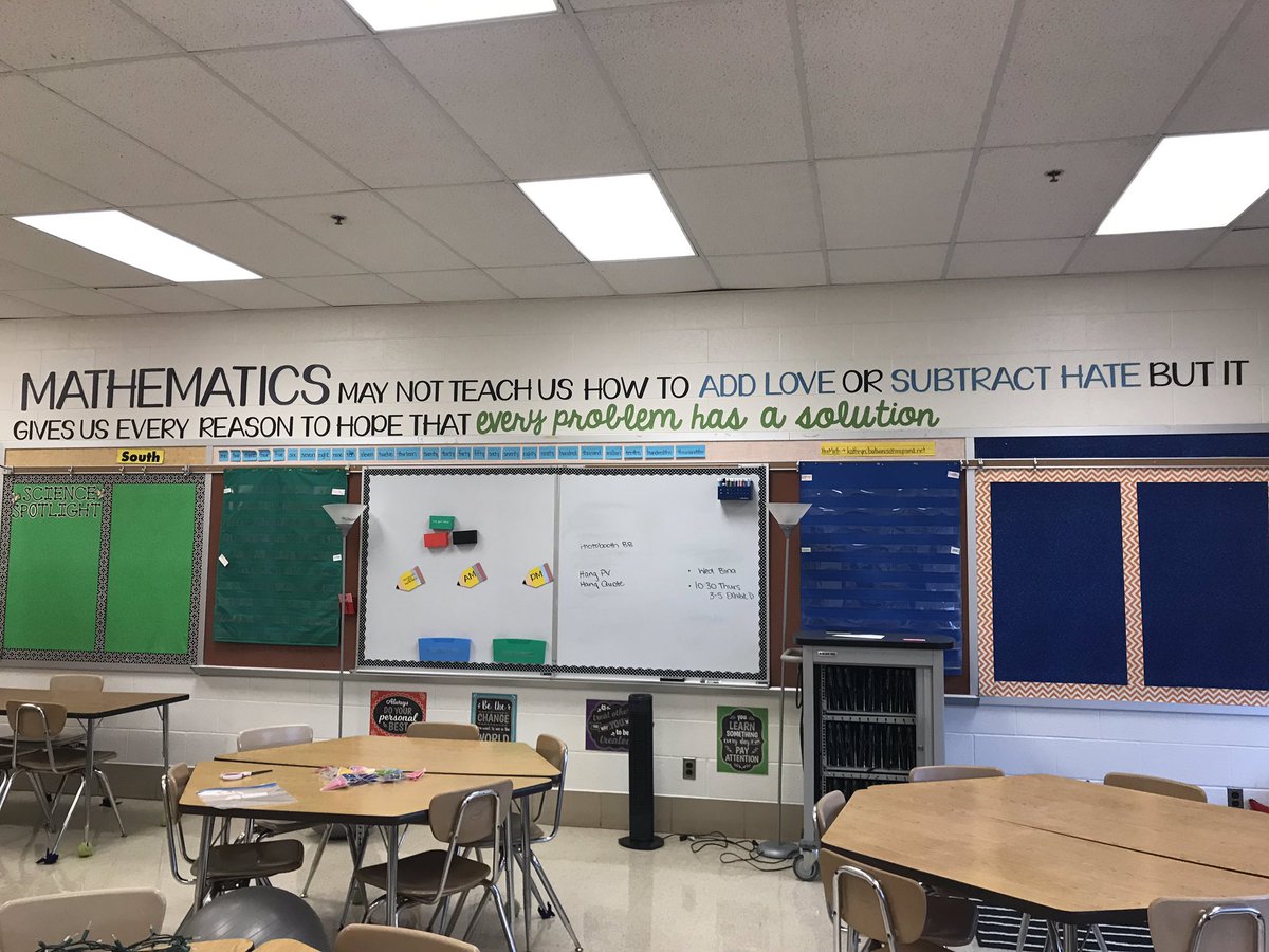 MsKBatty's tweet photo. Obsessed and geeking out over my new quote decor 😍Teaching this next generation to be problem solvers! #mathteacher Inspiration credit to Pinterest https://t.co/D0kNUuoJ8K