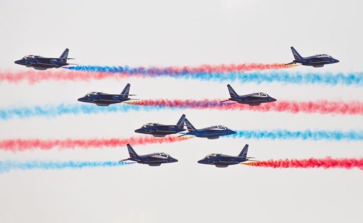 AthosLeaderPAF's tweet photo. Croisement 4 contre 4 de la #PatrouilledeFrance 2019, une exclusivité à voir ce week-end au #Havre et au #wac2019 à #Chateauroux ! #arméedelair #avgeek #aviationlovers #aviation #frenchairforce #airshow #militaryaviation #france #beready https://t.co/u24SwP3gQT