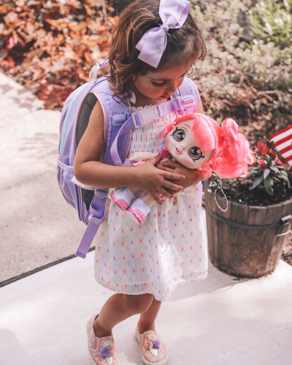_KateyStanley's tweet photo. Adeline’s first day of preschool #ootd with @moose_toys. #KindiKids dolls are a back-to-school essential in our house this year. They’re all about making preschool a bit less scary and showing how fun and safe it can be. #ad #backtoschool #toddlerstyle https://t.co/tTBWKfHhMU https://t.co/PrI5NsuMl9