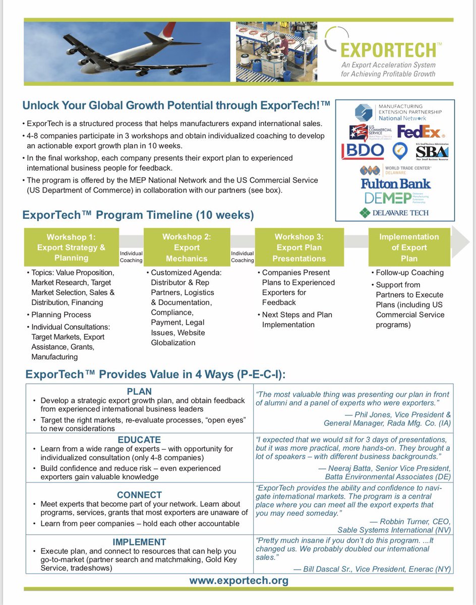 Khan_consulting's tweet image. Super excited to announce that we have been accepted into the #StateofDelaware ExporTech program! 
#exportech
#stateofdelaware
#international growth
#internationaltrade
#internationalbusiness
#internationalsales
#export
#2020islookingbright