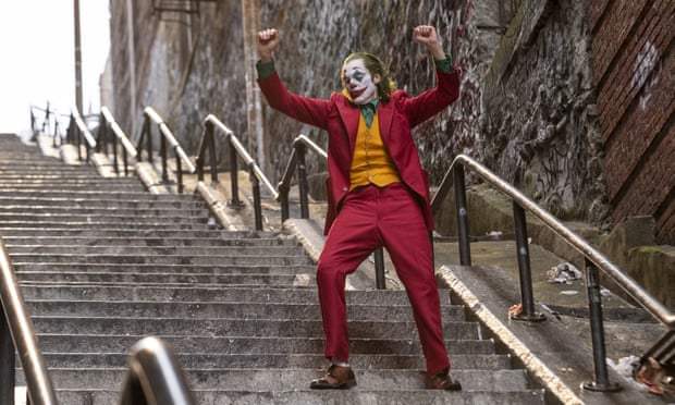 Vold_UK's tweet photo. 'You think this is funny?': final trailer for gritty DC drama Joker lands. #TheGuardian https://t.co/JNuKpc4mbk https://t.co/Afi2mDvUd0