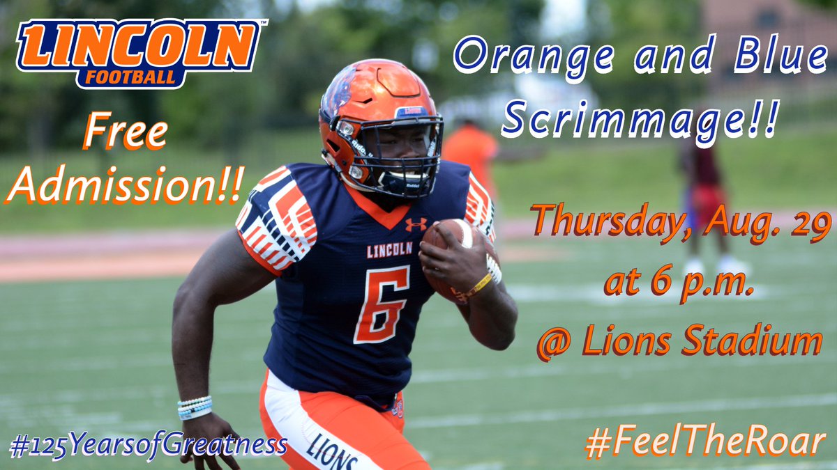 LUL1onsAthletic's tweet photo. In just a little over 24 hours our @LUL1onsFB squad will take to the field for their final scrimmage of the pre-season!  Come out and see our Lions in action at our annual Orange and blue Scrimmage!!
Kickoff at 6 p.m. Thurs. 8/29   @ Lions Stadium Admission is FREE!!
#FeelTheRoar https://t.co/IAqv1zERqv
