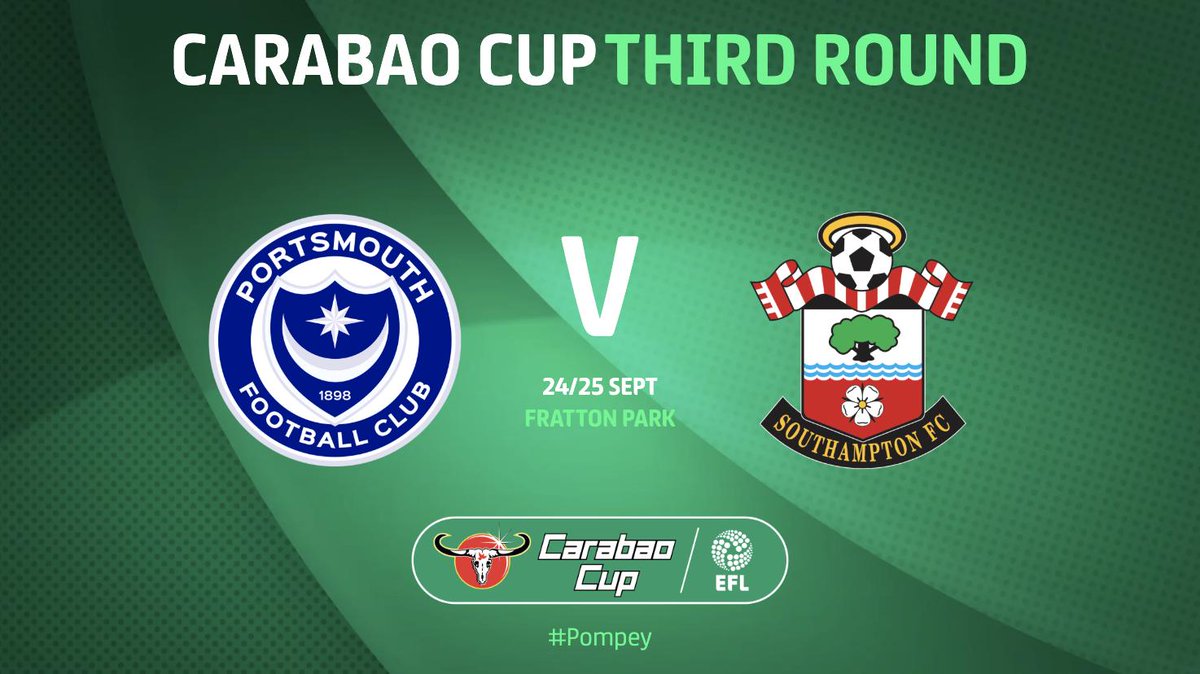 #Pompey will host <a href="/SouthamptonFC/">Southampton FC</a> in Round 3 of the <a href="/Carabao_Cup/">Carabao Cup</a>