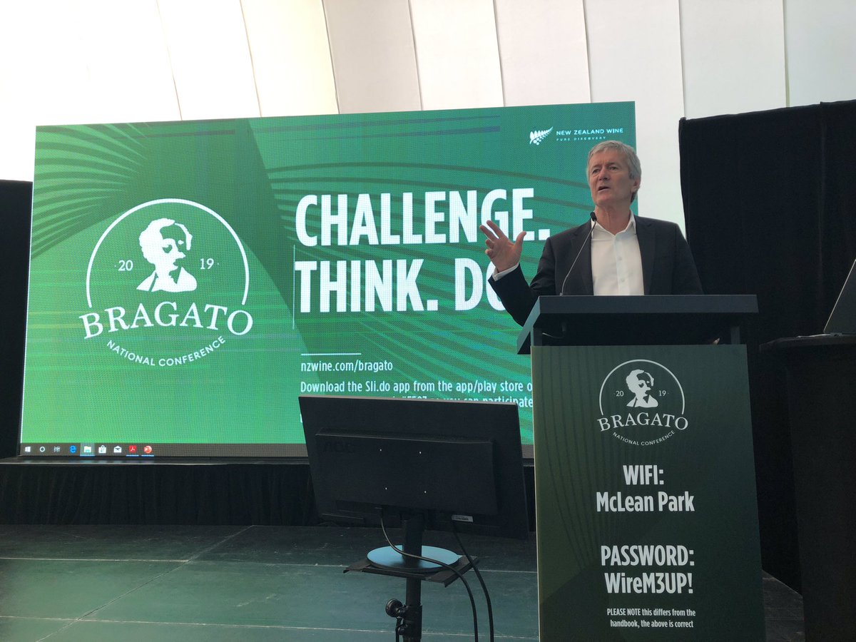 DamienOConnorMP's tweet photo. Happy to open Day 2 of the #nzwine and @BragatoResearch conference.
International demand for our wine is at record levels, bringing in $1.8 billion dollars in the last year! Our wine industry is a major regional employer &amp; a shining example of value over volume. Cheers 🍷🍇🍾 https://t.co/66FFntYFQj
