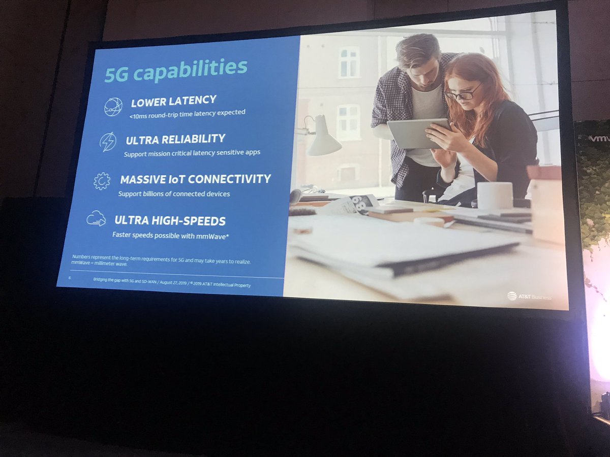 Vish_Gupta_1's tweet photo. A lot of folks yesterday at our #VMworld #5GDoneZone were asking me what is #5G all about? @RupeshChokshi’s slide in our session with AT&amp;T tells all @Vmwaretelco  @HonoreRc https://t.co/uyVGKYc6Ep