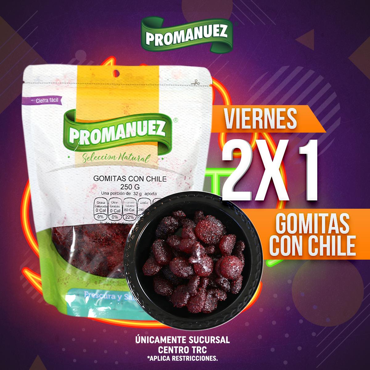 Promanuez_Mex's tweet photo. Del 1 al 10, ¿qué tanto antojo tienes de comer unas deliciosas #GomitasConChile? 😋
¡Disfrútalas los #viernes en #Promanuez! 😃🌟

Únicamente en sucursal Centro, Torreón. ⬅
Calle Blanco 339 Sur. Col. Centro
De 9:00am a 8:00pm.🕗 

#SaborDeBocaEnBoca https://t.co/NY9xtLeInD
