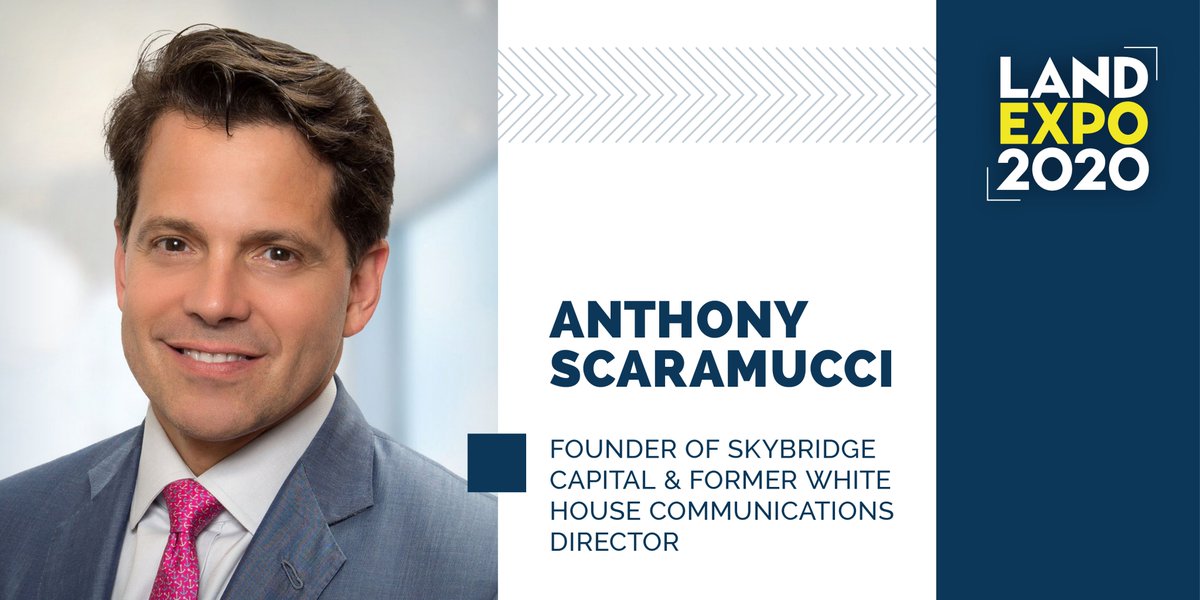LandExpo's tweet photo. Anthony Scaramucci "The Mooch" was the White House Communications Dir. under Trump, Founder &amp; Co-Managing Partner of SkyBridge Capital, and we've got him coming to the #LandExpo20 on Jan.14, 2020! 

Register TODAY 👉https://t.co/MYp290QuV9 https://t.co/1TDkcfSz9c