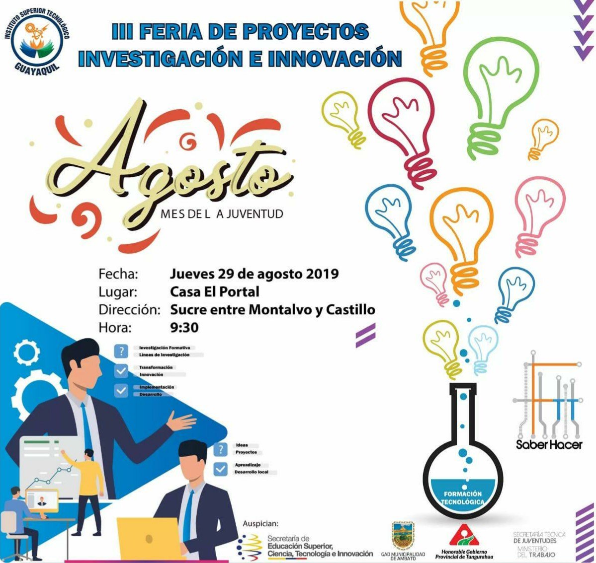 ITS_Guayaquil's tweet photo. III Feria de Proyectos de Investigación e Innovación del Instituto Superior Tecnológico Guayaquil, todos invitados. @rami_edu @LizCueva2 https://t.co/Hs89dZLMWQ