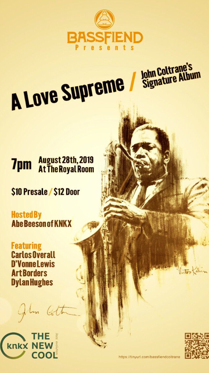 At the #royalroom tonight! We’ll be play #JohnColtrane s album #ALoveSupreme. It’s gonna be a night you don’t want to miss!
