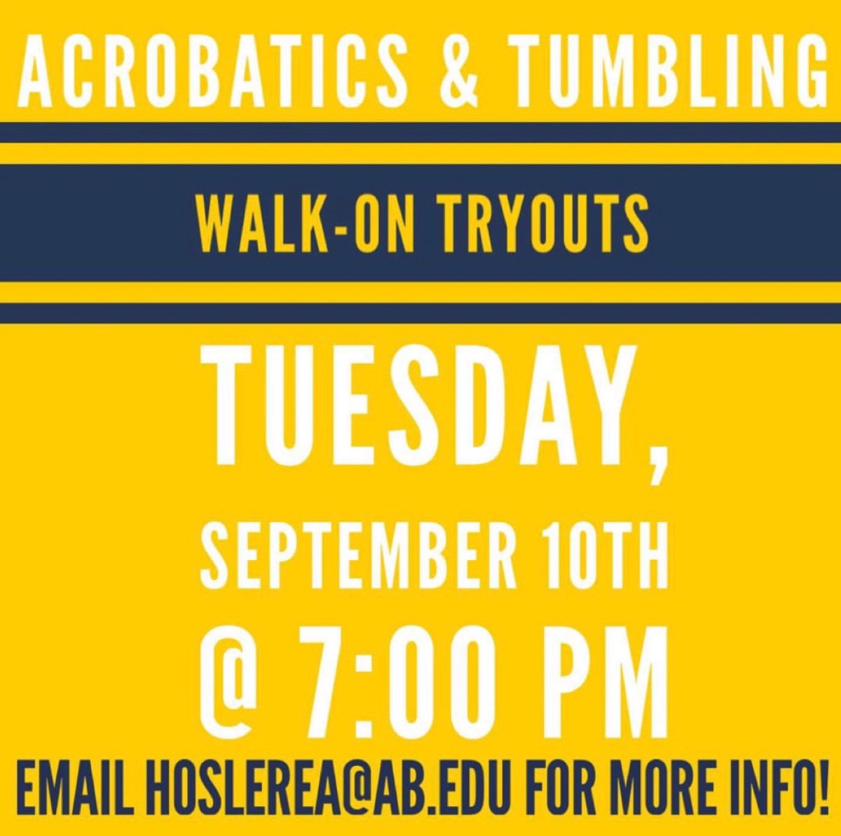 ParagonXLgymnas's tweet photo. @ABUAcroTumbling is having walk on tryouts for their 2019-2020 team! Email Coach Emily for more information.
#acro #acrobaticsandtumbling #acrobatics #acrotumble #acrotumbling #aldersonbroaddus https://t.co/wb8CRYh5kO