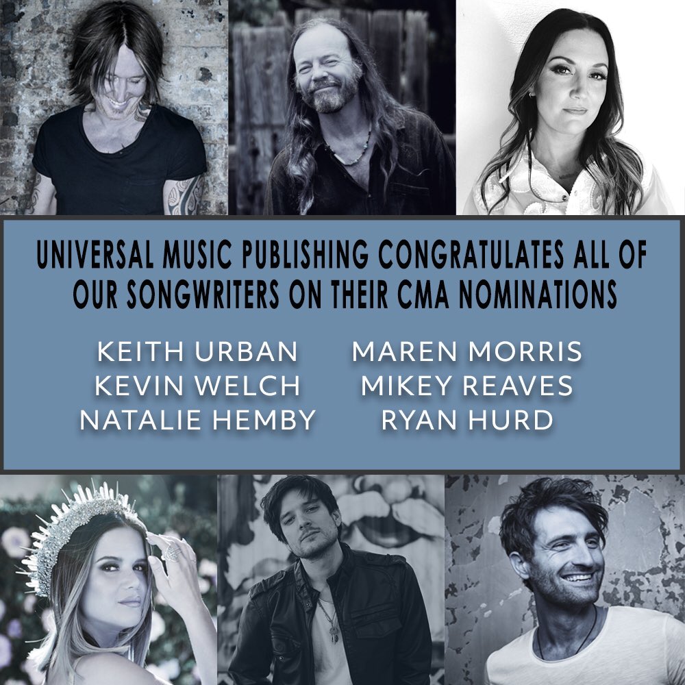 UMPG_Nashville's tweet photo. Congratulations @KeithUrban #KevinWelch @nataliehemby @MarenMorris @mikeyreaves and @RyanHurd! ✨ https://t.co/i8glDx1sp6