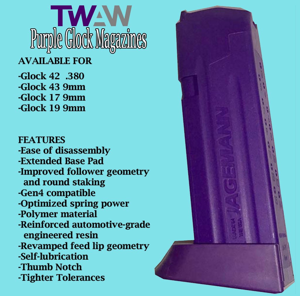 WellArmedWoman's tweet photo. Kelly ⭐️⭐️⭐️⭐️⭐️
“Amazing! .... I bought the G19, G17, G43. They all worked flawlessly! Most after market mags don’t work as well as the original, but these (USA Made) do. Now I need some for my 42. LOVE the PURPLE!”
#twaw #extramag #glock
https://t.co/TOwxcSLcuv https://t.co/2hCUPaTVXW