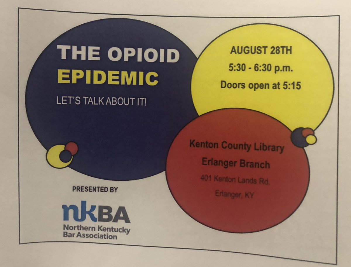 Speaking tonight at @NKYBARASSN ‘s panel discussion on The Opioid Epidemic at Kenton County Library.