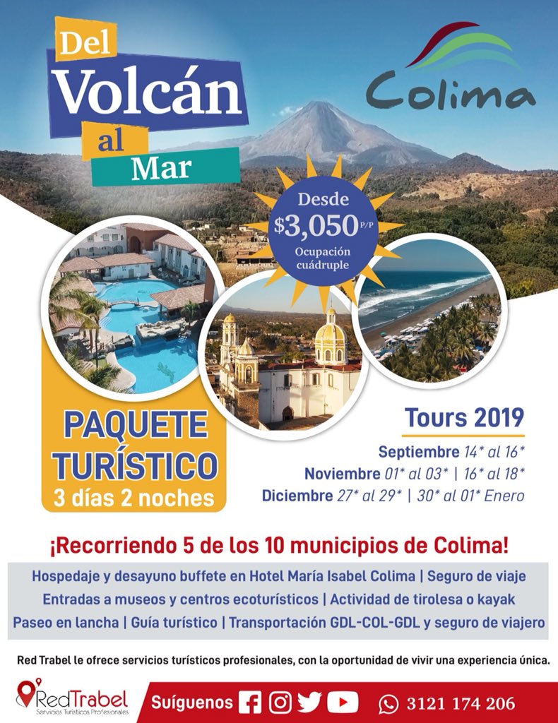 Red_Trabel's tweet photo. Para mayores informes comunícate a nuestro WhastApp al 312 117 42 06 o da click en el siguiente link https://t.co/rHhSHUfbZI 📲

@seturcolima @visitcolimamx 
#IntegramosServicios #EnlazandoIdeas #Turismo #Colima #México #RedTrabel #DelVolcánAlMar #Viajar #Tourism #Travel https://t.co/3heJy8rVGY