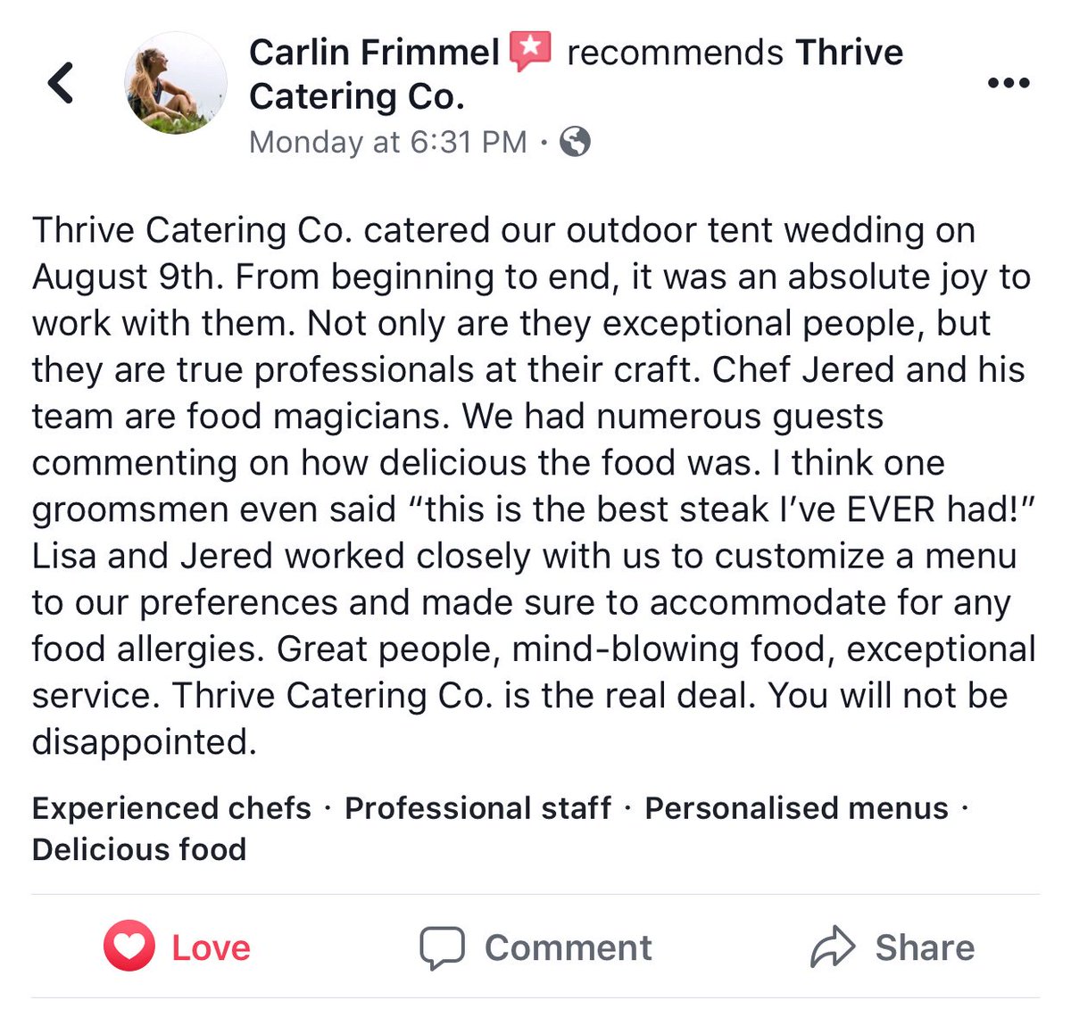 IN LOVE with these photos &amp; feedback from @carlin_frimmel @claudio_frimmel #teamfrimmel’s wedding August 9! What a wedding! What a couple! 💛 #yegfood #yegchefs #yegweddings #yegcatering #yegevents