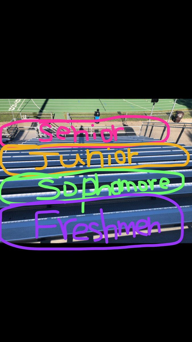 MayoTailgating's tweet photo. A friendly reminder of what the student section should look like at sporting events (any event). SENIORS at the front of the bleachers, then JUNIORS, then SOPHOMORES, and FRESHMEN at the top. If you’re not in your section, you will be asked to move! Go Spartans💚💛 https://t.co/3kjky14HAD