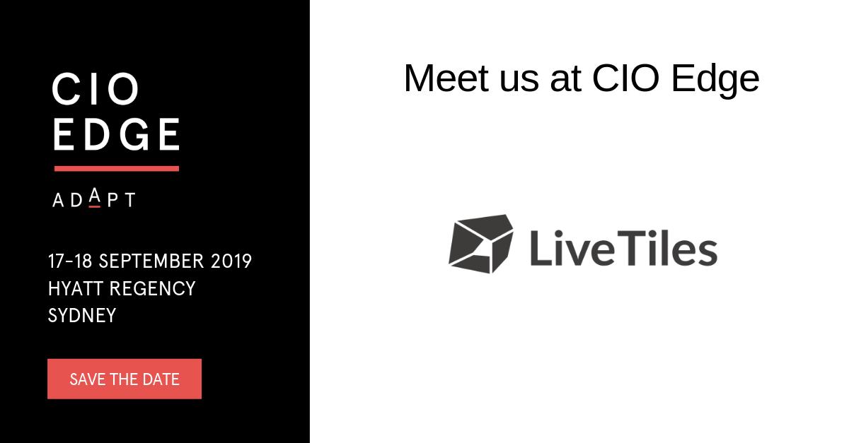 livetiles's tweet photo. Save the date! #LiveTiles will be at @Adapt #CIOEdge in Sydney next month! Looking forward to discussing how future-focused companies are harnessing new technologies to optimise workforces. Details at: https://t.co/Tnk8wJdgw1

#AI #digitaltransformation #intelligencerevolution https://t.co/E3ynLNfTo2