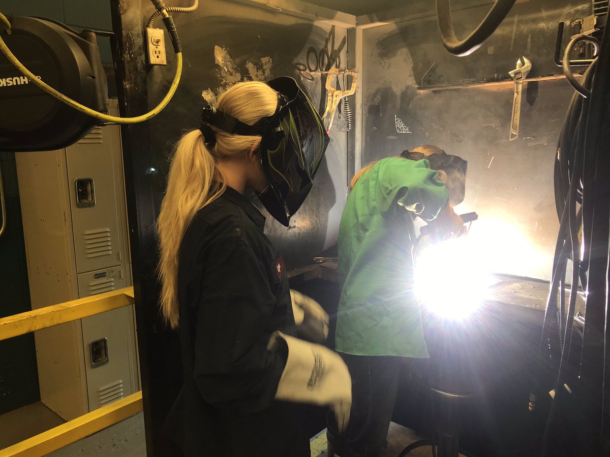 EPCOTWELDING's tweet photo. EPCOT welding 1st year students behind the hood @JCBOEal #Welding https://t.co/s4OfgRs8e8