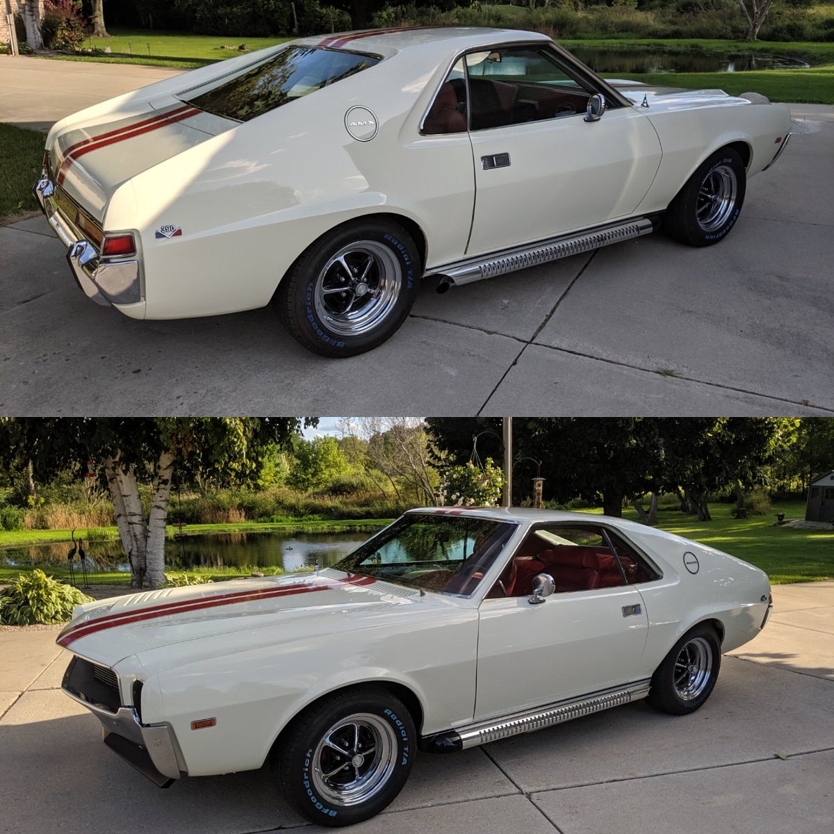 41auto's tweet photo. Today we delivered the 1969 AMC AMX to the owner!! Was a great build! Thank you Mike for the opportunity to let us build your car the way you wanted it! #amc #amx #racingstripes #white #buildingcars #painting #fabrication #automotiverestoration #restoration #customized https://t.co/v5YsWqPlCi