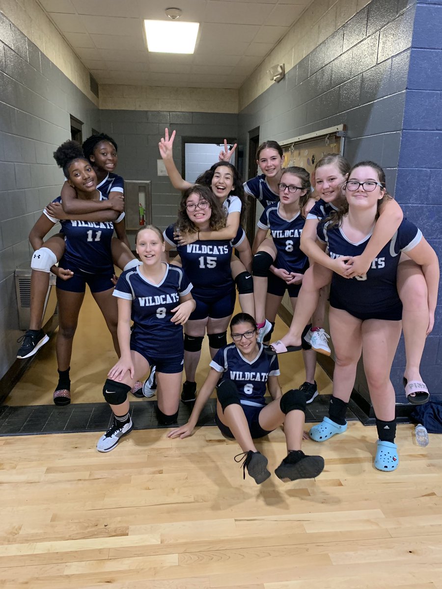 OPJH 7th grade volleyball coming up with the win in 3 sets vs OLJH! 27-29, 25-12, 8-15! All the hard work is paying off! #TheWildcatWay